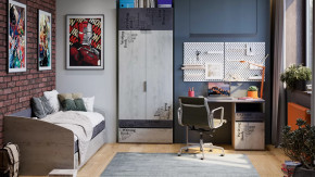 Детская «Оксфорд-2» Матера, Дуб крафт белый с рисунком в Ноябрьске - noyabrsk.mebel-tymen.ru | фото