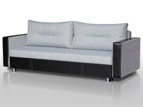 Диван Комфорт с прямыми подлокотниками грей/кожзам в Ноябрьске - noyabrsk.mebel-tymen.ru | фото