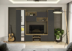 Гостиная Герда Дуб крафт серый/Антрацит в Ноябрьске - noyabrsk.mebel-tymen.ru | фото