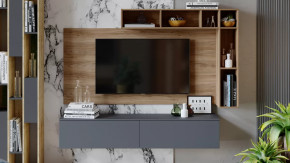 Гостиная «Порто» №1 Яблоня Беллуно, Графит софт в Ноябрьске - noyabrsk.mebel-tymen.ru | фото