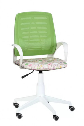 Кресло Ирис WHITE, сетка W (салатовая)/ткань Т54 (единорог) (подлокот.084) белая крестовина в Ноябрьске - noyabrsk.mebel-tymen.ru | фото