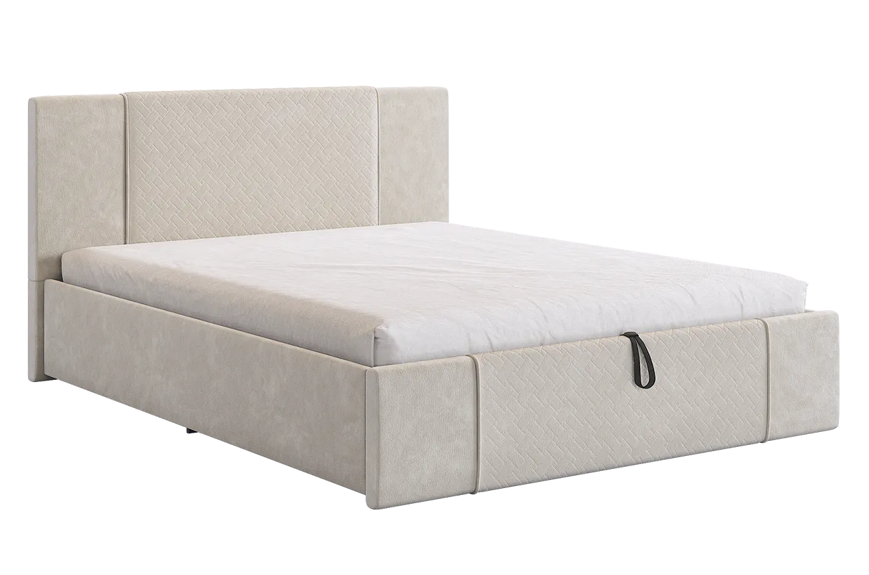 Кровать с подъемным механизмом Хлоя 160х200 см крем (велюр) в Ноябрьске - noyabrsk.mebel-tymen.ru | фото