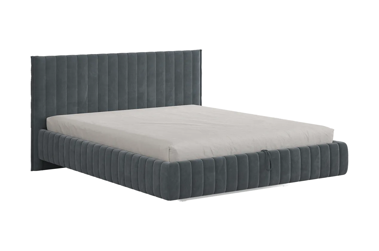 Кровать с подъемным механизмом Твикс 160х200 см графит (велюр) в Ноябрьске - noyabrsk.mebel-tymen.ru | фото