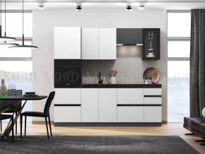 Кухня Техно-6 2,4м (Графит/Белый снег софт/Графит софт) в Ноябрьске - noyabrsk.mebel-tymen.ru | фото