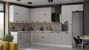 Кухонный гарнитур «Гренада» №18 Белый, Холст мокко в Ноябрьске - noyabrsk.mebel-tymen.ru | фото