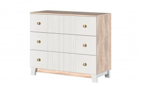 Ланзетти Комод 3 ящика Дуб Торонто/Жемчуг в Ноябрьске - noyabrsk.mebel-tymen.ru | фото