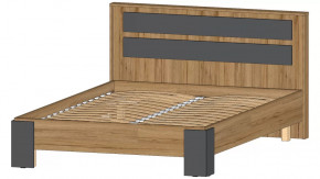 Ленора Кровать 1400 Дуб вотан/Графит в Ноябрьске - noyabrsk.mebel-tymen.ru | фото