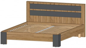 Ленора Кровать 1600 Дуб вотан/Графит в Ноябрьске - noyabrsk.mebel-tymen.ru | фото
