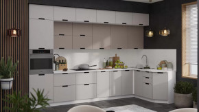 Модульная кухня «Гренада» Белый, Холст латте, Холст мокко в Ноябрьске - noyabrsk.mebel-tymen.ru | фото