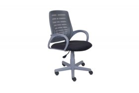 Кресло Ирис пластик серый-сетка серая/ткань NEO-26 (флок) серая (подл.пластик серый)/осн.пластик серый в Ноябрьске - noyabrsk.mebel-tymen.ru | фото