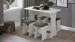 Обеденная группа тип 1 Дуб крафт белый/Велюр серый в Ноябрьске - noyabrsk.mebel-tymen.ru | фото