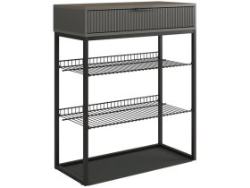 Обувница Вельвет графит/графит матовый/черный муар в Ноябрьске - noyabrsk.mebel-tymen.ru | фото