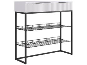 Обувница Классная 1 белое дерево/белый матовый/черный муар в Ноябрьске - noyabrsk.mebel-tymen.ru | фото