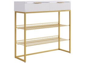 Обувница Классная 1 белое дерево/белый матовый/золото в Ноябрьске - noyabrsk.mebel-tymen.ru | фото