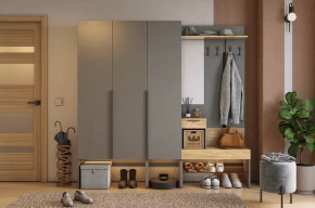 Прихожая Баско К11 графит/дуб крафт золотой в Ноябрьске - noyabrsk.mebel-tymen.ru | фото