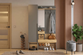 Прихожая Баско К3 графит/дуб крафт золотой в Ноябрьске - noyabrsk.mebel-tymen.ru | фото