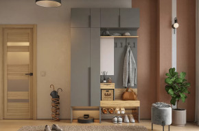 Прихожая Баско К6 графит/дуб крафт золотой в Ноябрьске - noyabrsk.mebel-tymen.ru | фото