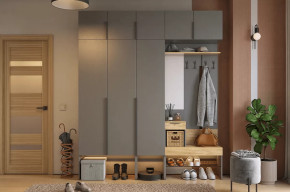 Прихожая Баско К7 графит/дуб крафт золотой в Ноябрьске - noyabrsk.mebel-tymen.ru | фото