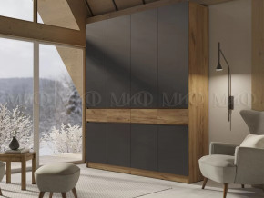 Шкаф 4-х створчатый Роджинамиф, дуб крафт/графит в Ноябрьске - noyabrsk.mebel-tymen.ru | фото