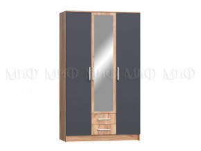 Шкаф для одежды 3-дверный Мартина ЛДСП Графит, Дуб крафт в Ноябрьске - noyabrsk.mebel-tymen.ru | фото