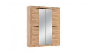 Шкаф для одежды 90.01 Флорида (4-х дв.) с зеркалом (ЛДСП Дуб золотой / ЛДСП Венге) в Ноябрьске - noyabrsk.mebel-tymen.ru | фото