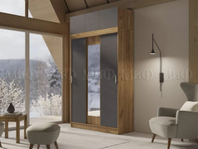 Шкаф с антресолью Басямиф, графит/дуб крафт в Ноябрьске - noyabrsk.mebel-tymen.ru | фото