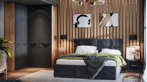 Спальный гарнитур «Глосс» №9 Яблоня Беллуно, Стекло Графит матовый в Ноябрьске - noyabrsk.mebel-tymen.ru | фото