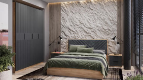 Спальный гарнитур «Хилтон» №2 Дуб Крафт золотой, Графит матовый в Ноябрьске - noyabrsk.mebel-tymen.ru | фото