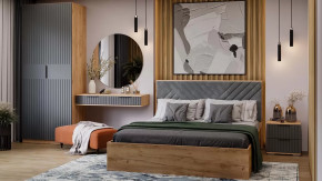 Спальный гарнитур «Хилтон» №3 Дуб Крафт золотой, Графит матовый в Ноябрьске - noyabrsk.mebel-tymen.ru | фото