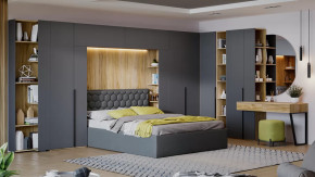 Спальный гарнитур «Порто» №3 Яблоня Беллуно, Графит софт, Велюр Confetti Stone в Ноябрьске - noyabrsk.mebel-tymen.ru | фото