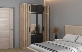 Спальный гарнитур Вегас (ЛДСП Дуб золотой / ЛДСП Черный) в Ноябрьске - noyabrsk.mebel-tymen.ru | фото