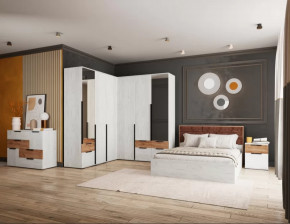 Спальня №2 Лилль Дуб крафт белый/дуб крафт табачный в Ноябрьске - noyabrsk.mebel-tymen.ru | фото