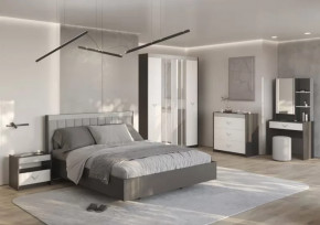СТЕФАНИ Спальня №1, ЛДСП Графит-МДФ Серый софт/ЛДСП Рамух белый в Ноябрьске - noyabrsk.mebel-tymen.ru | фото