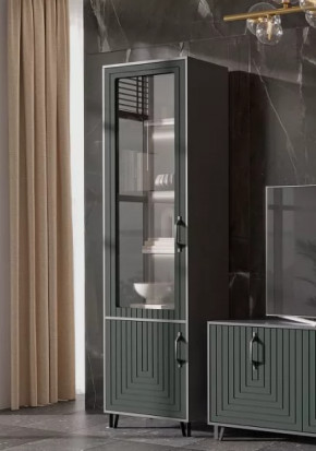 Стеклопенал Квадро М-1 серый графит/софт пестовый в Ноябрьске - noyabrsk.mebel-tymen.ru | фото