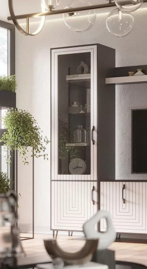 Стеклопенал Квадро М-1 серый графит/софт вайт в Ноябрьске - noyabrsk.mebel-tymen.ru | фото