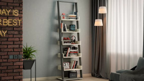 Стеллаж тип 15 Дуб крафт белый, Графит Серый в Ноябрьске - noyabrsk.mebel-tymen.ru | фото