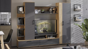 Стенка «Дакота» Дуб Крафт золотой, Антрацит в Ноябрьске - noyabrsk.mebel-tymen.ru | фото