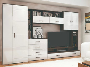 Стенка Коста МДФ Венге-белый глянец в Ноябрьске - noyabrsk.mebel-tymen.ru | фото