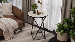 Стол журнальный ДП 1-03-05 исп. 2 Черный/Стекло с рисунком Песок в Ноябрьске - noyabrsk.mebel-tymen.ru | фото