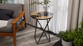 Стол журнальный ДП 1-03-05 исп. 2 Черный, Стекло с рисунком Слэб черный в Ноябрьске - noyabrsk.mebel-tymen.ru | фото