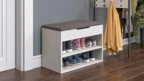 Тумба для обуви Тип 11 Белый Ясень, Велюр Серый в Ноябрьске - noyabrsk.mebel-tymen.ru | фото